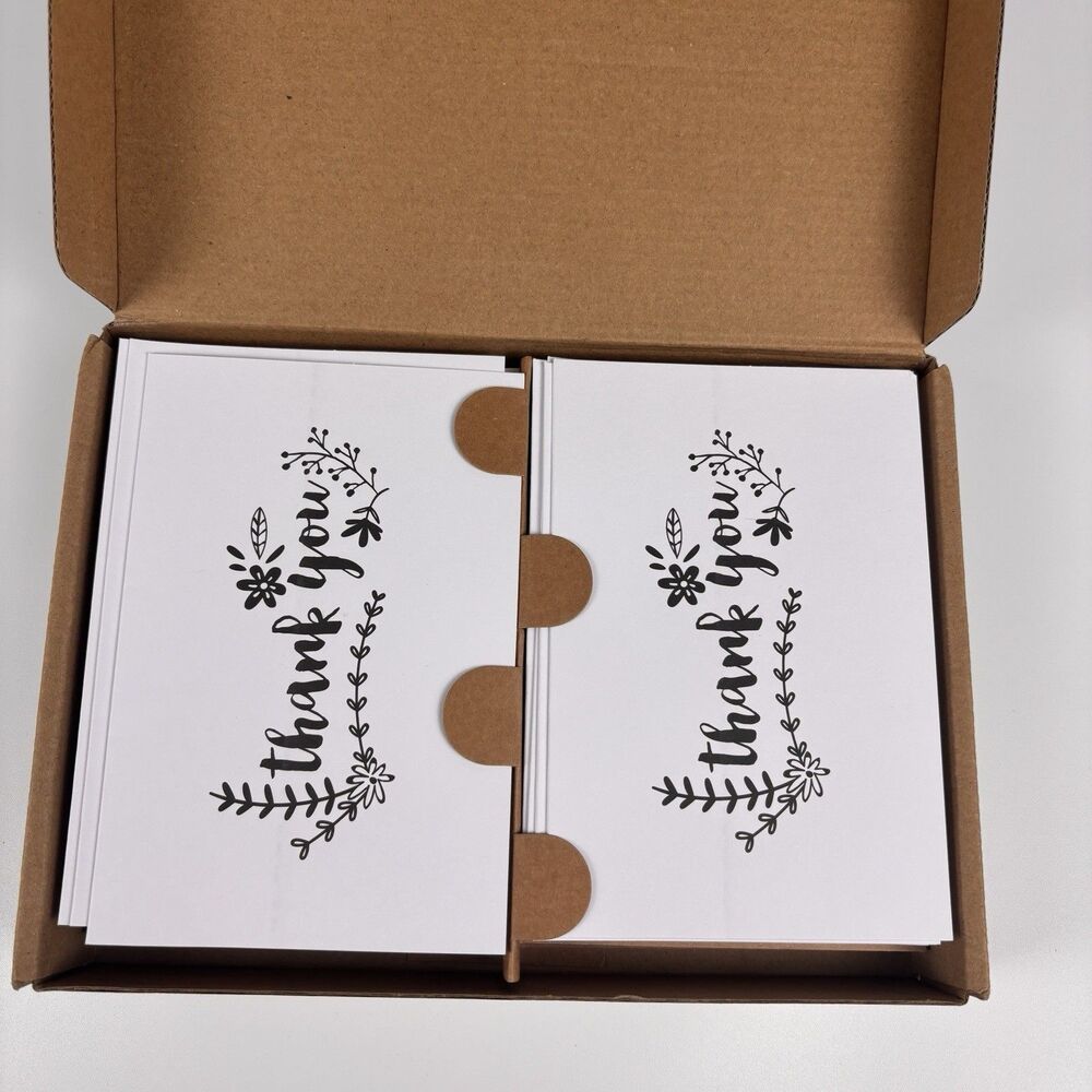 Amazon Basics Thank You Cards 48 Count Black and White with Envelopes 4x6 New